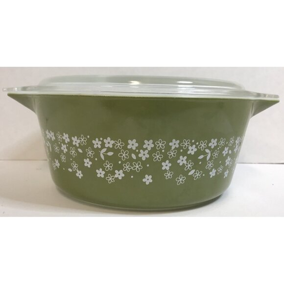 Vintage PYREX CRAZY DAISY SPRING BLOSSOM 475-B CASSEROLE & LID 2 1/2 Qt. - Picture 1 of 12